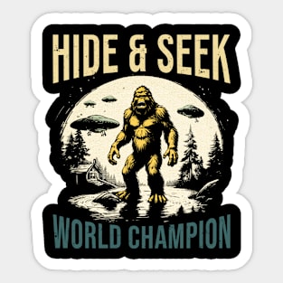 Bigfoot Hide & Seek World Champion Retro Design Sticker